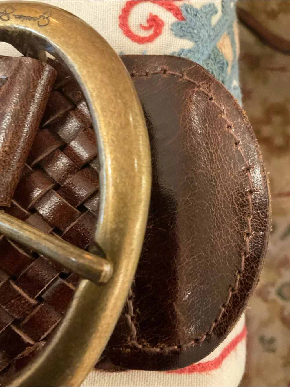 Fantastic Jessica Simpson Brown Leather Woven Belt.  Size L, 44.5” x 3+”.